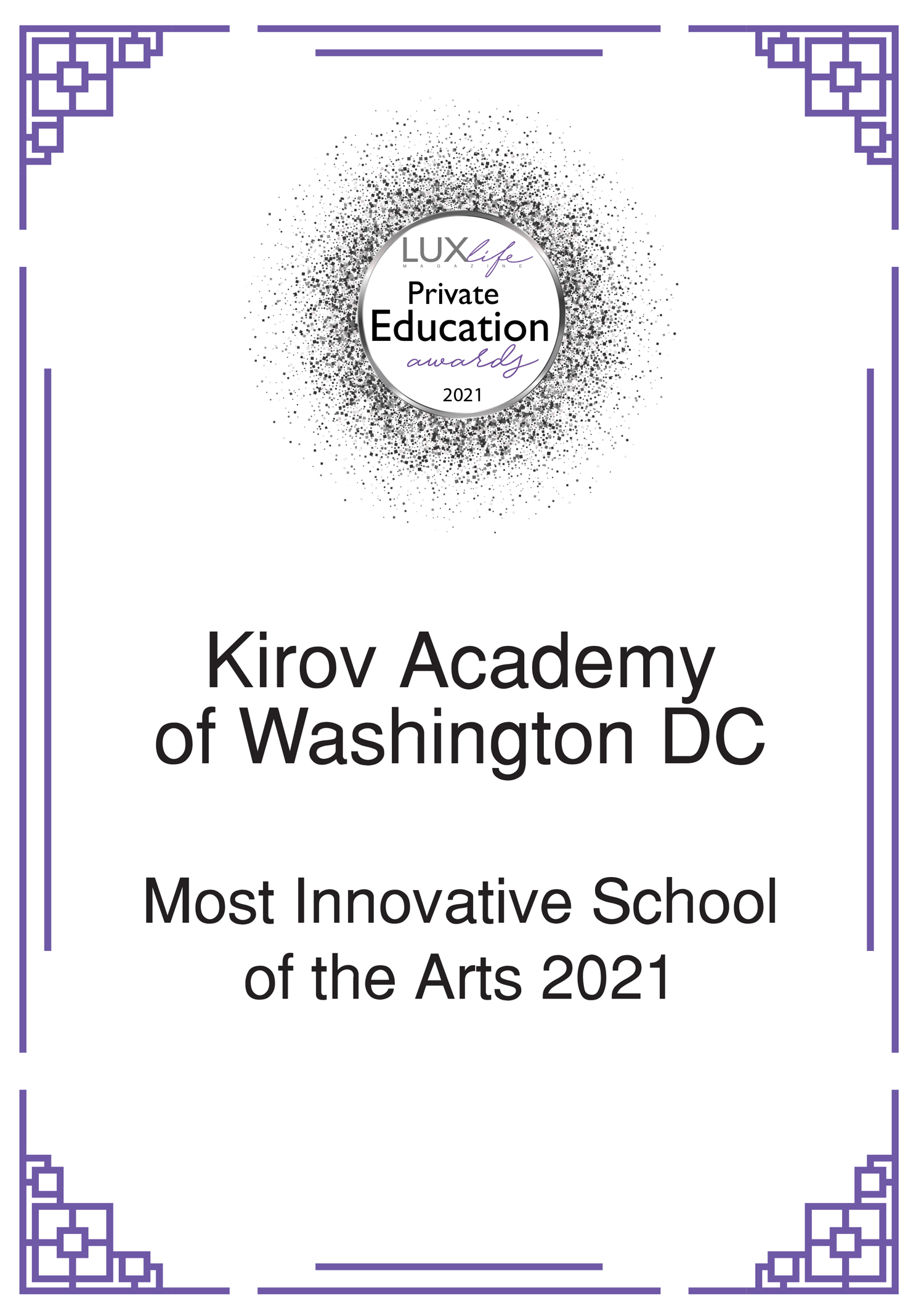 Most Innovative School Of The Arts 2021 - Kirov Academy Of Washington D.C.